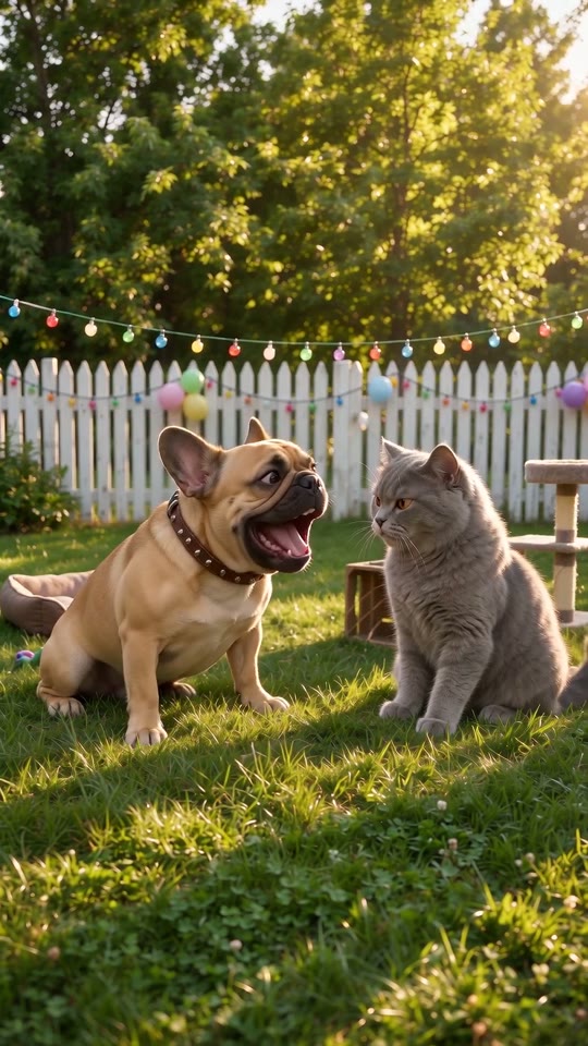 Cat vs Dog AI rap video example: two AI-made characters rapping an original verse on stage